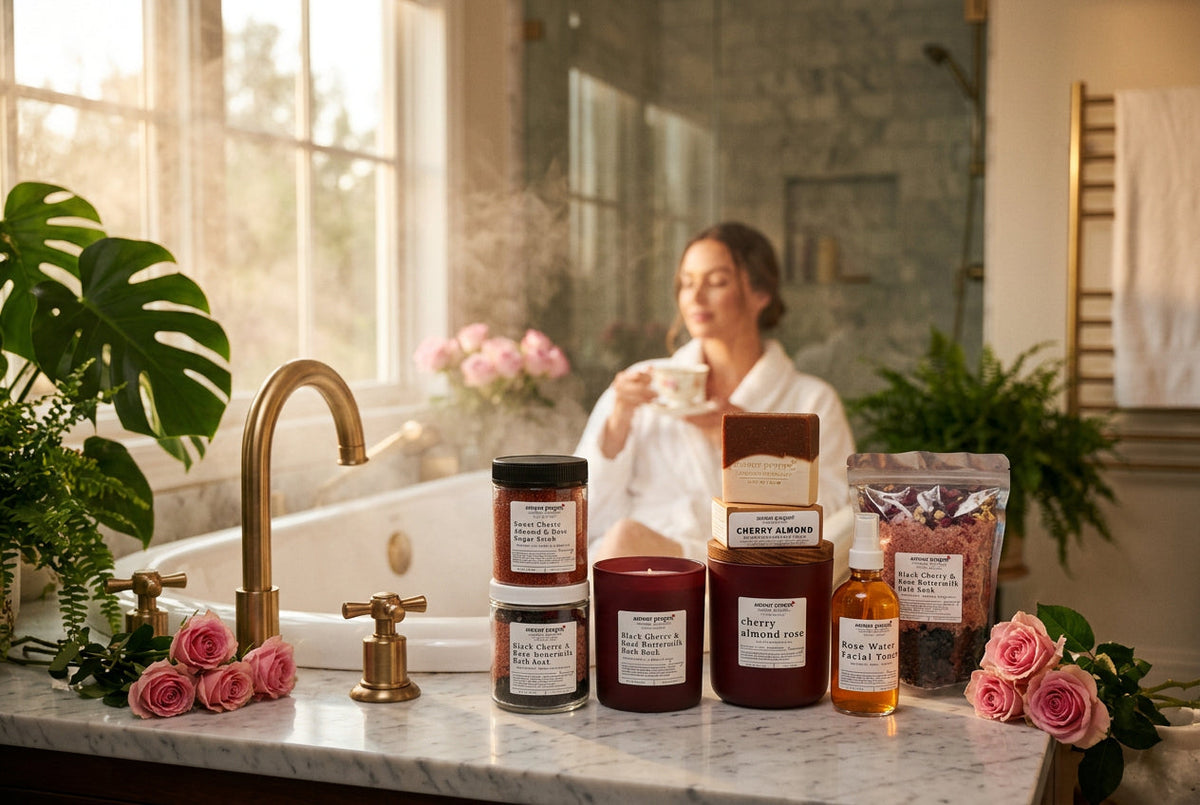 Cherry Almond Rose Spa Gift Box Sets