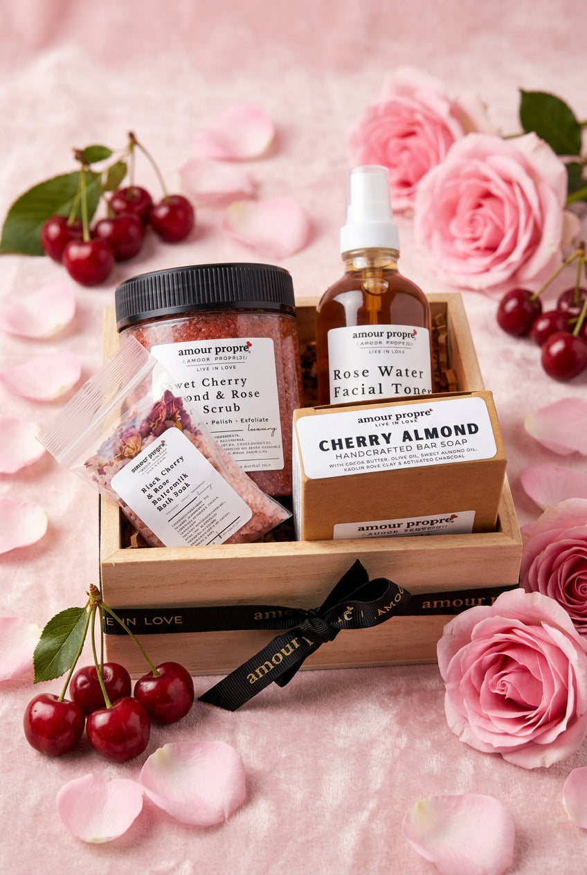 Cherry Almond Rose Spa Gift Box Sets