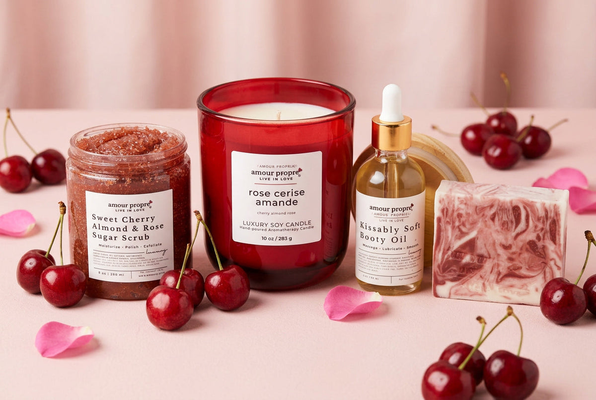 Cherry Almond Rose Spa Gift Box Sets