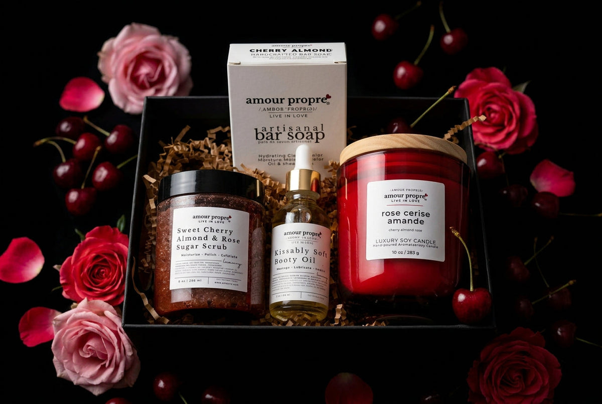 Cherry Almond Rose Spa Gift Box Sets