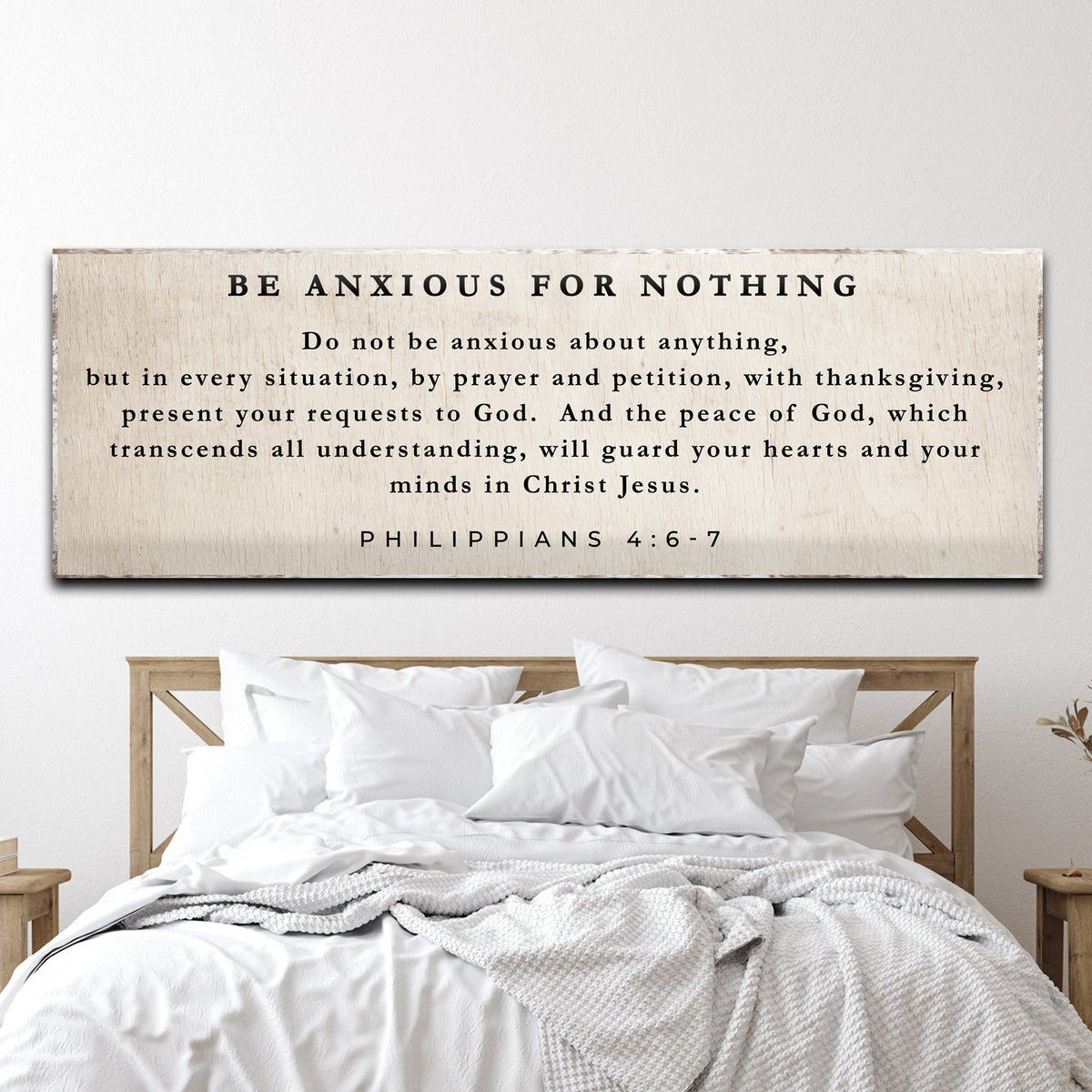 Philippians 4:6–7 Be Anxious for Nothing Sign | Christian Wall Art