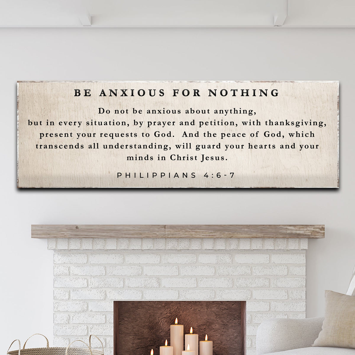 Philippians 4:6–7 Be Anxious for Nothing Sign | Christian Wall Art