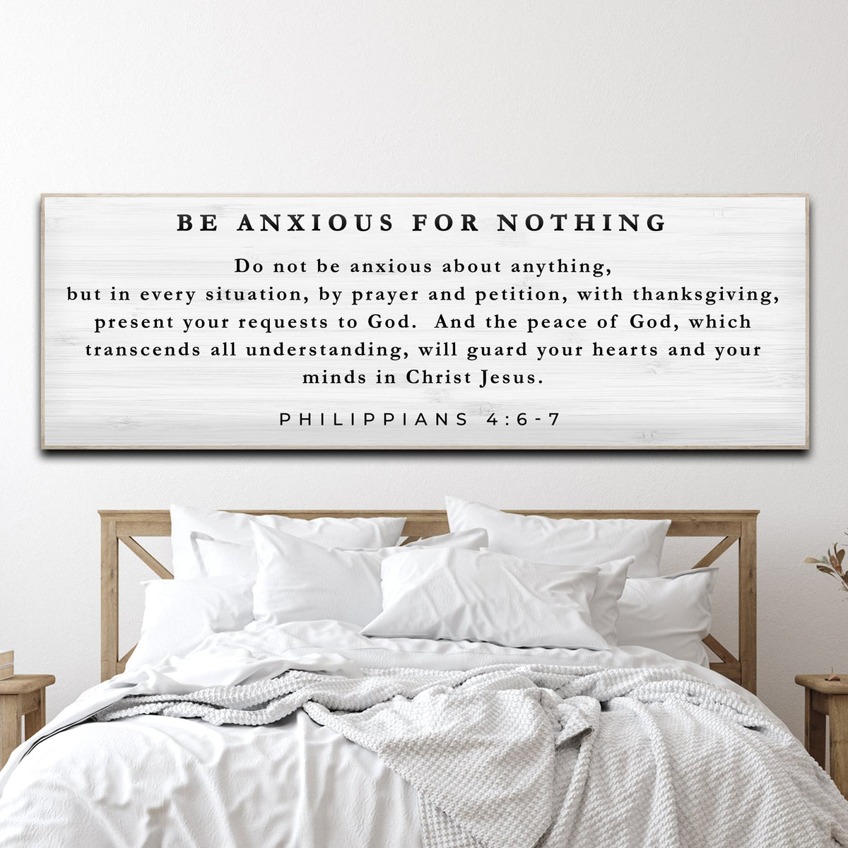 Philippians 4:6–7 Be Anxious for Nothing Sign | Christian Wall Art