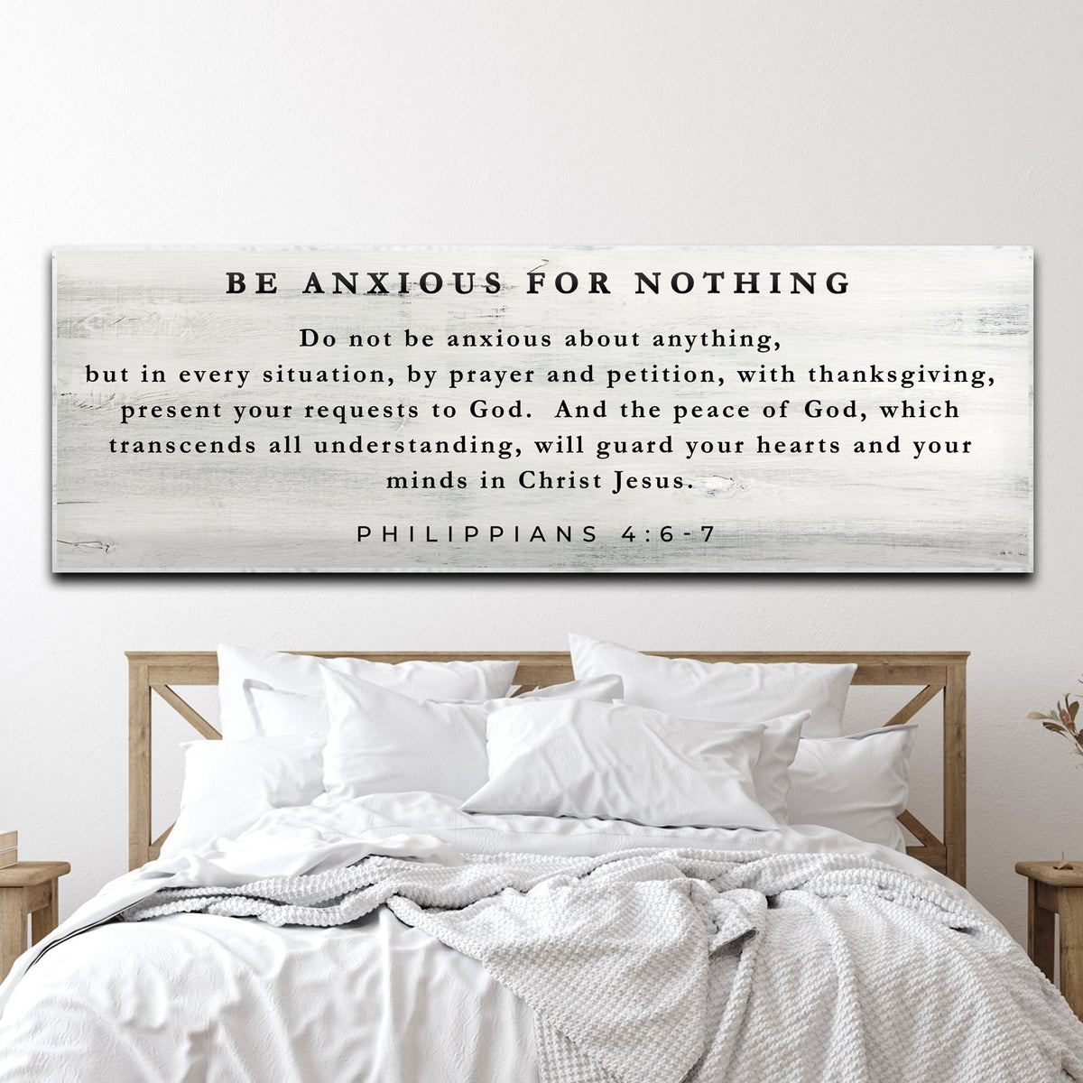 Philippians 4:6–7 Be Anxious for Nothing Sign | Christian Wall Art