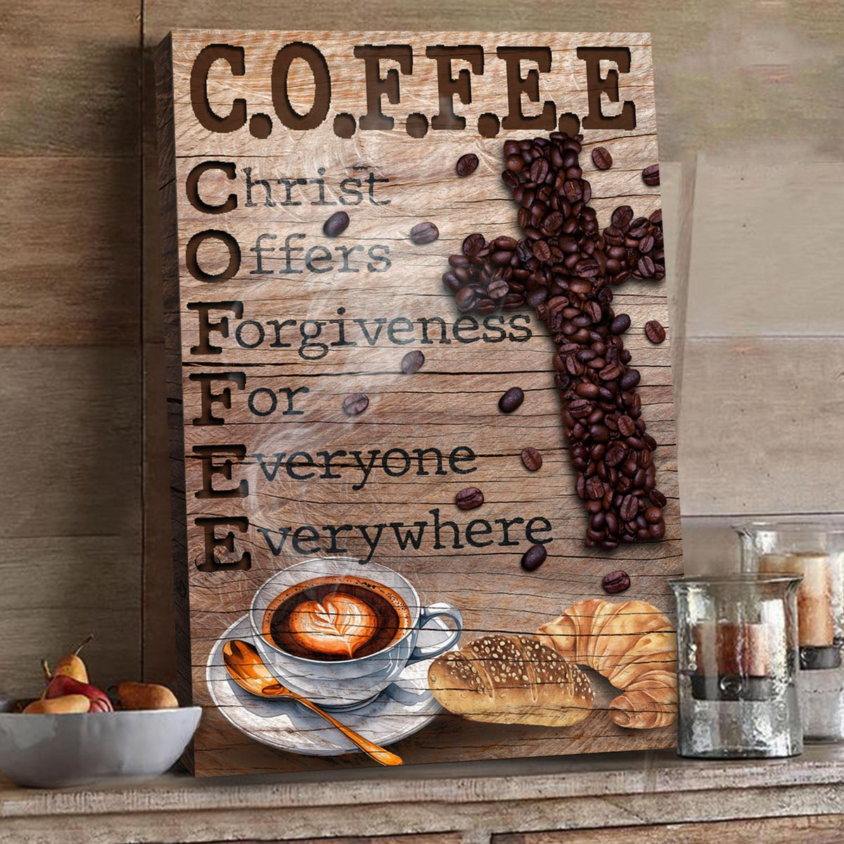 Christ and Coffee Faith Sign III | Christian Wall Décor