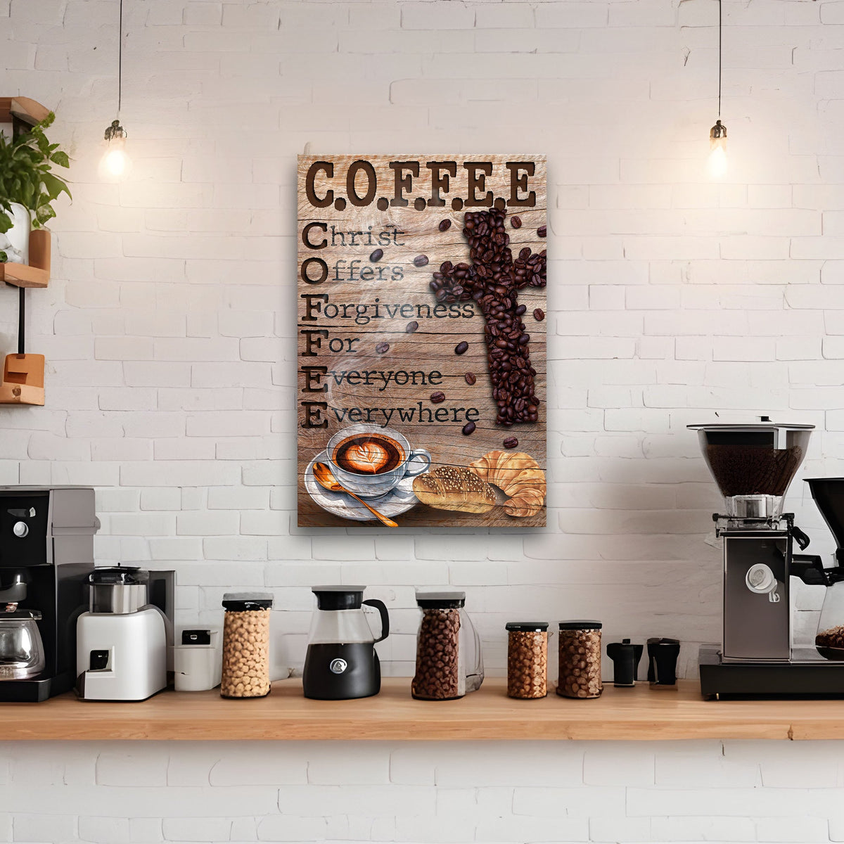 Christ and Coffee Faith Sign III | Christian Wall Décor