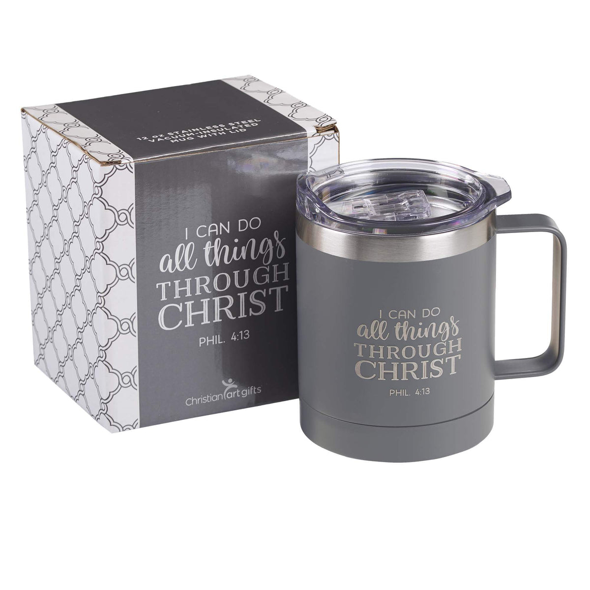 I Can Do All Things Gray Camp-style Stainless Steel Mug - Philippians 4:13 - Mug