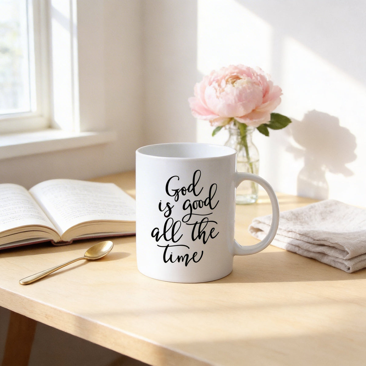 Christian Coffee Mug – God Is Good Bible Verse Mug