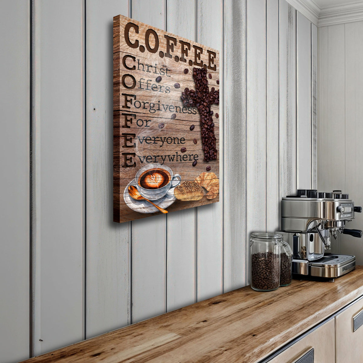 Christ and Coffee Faith Sign III | Christian Wall Décor